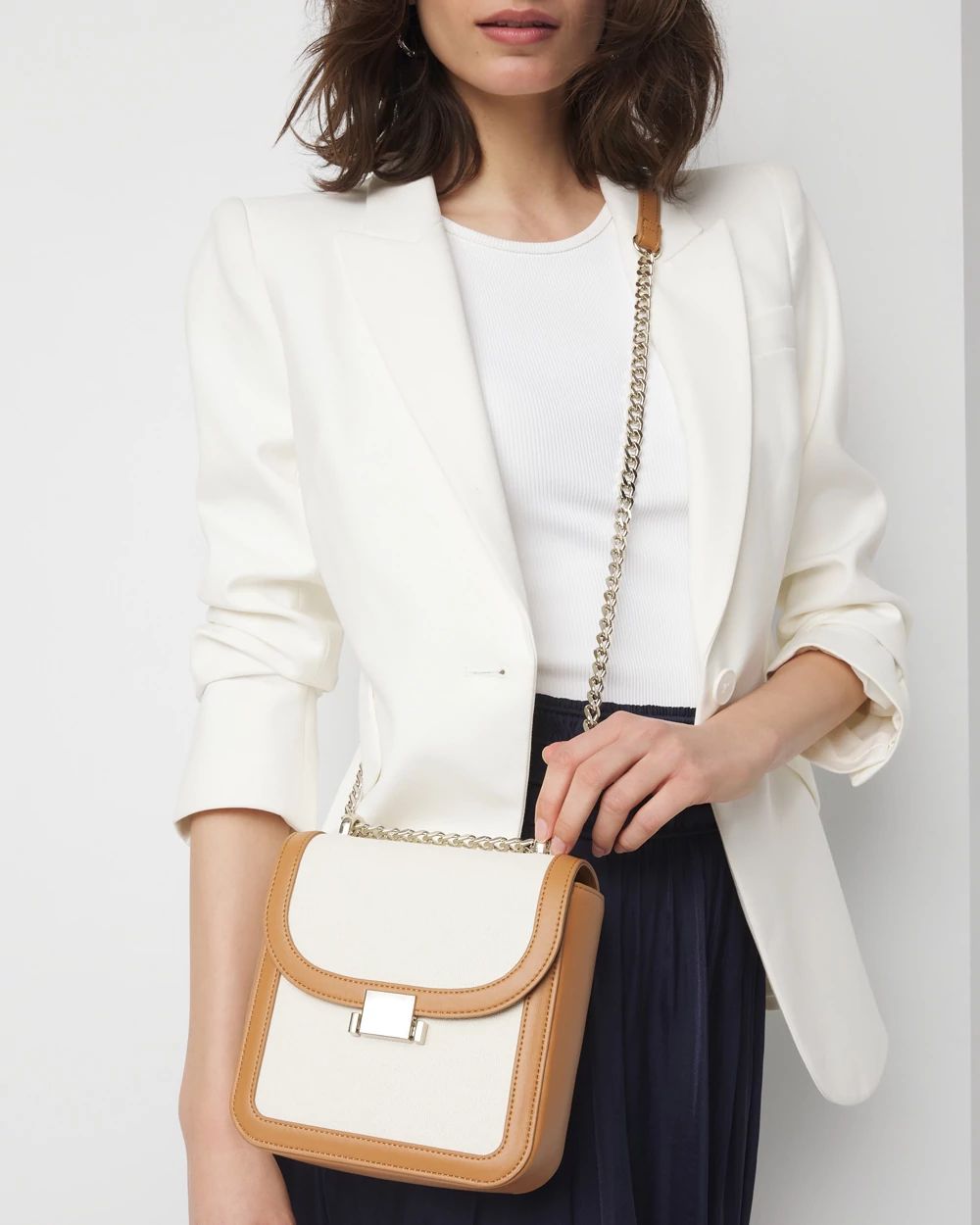 White canvas crossbody bag on sale